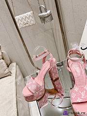 Fortok Louis Vuitton Platform Chunky Heel Sandals Pink - 5
