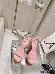 Fortok Louis Vuitton Platform Chunky Heel Sandals Pink - 6