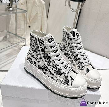 Fortok Dior High-Top Sneakers Black Pattern