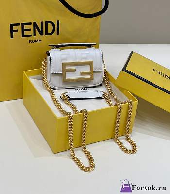 Fortok Fendi Nano Baguette Bag White 8603 11x3x7cm