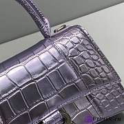 Fortok Balenciaga Hourglass Crocodile Pattern Bag Purple 19x8x21cm - 6