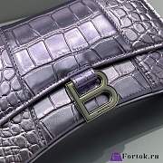 Fortok Balenciaga Hourglass Crocodile Pattern Bag Purple 19x8x21cm - 4