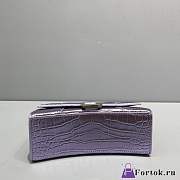 Fortok Balenciaga Hourglass Crocodile Pattern Bag Purple 19x8x21cm - 5