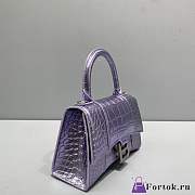 Fortok Balenciaga Hourglass Crocodile Pattern Bag Purple 19x8x21cm - 2