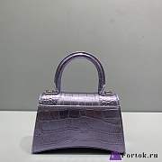 Fortok Balenciaga Hourglass Crocodile Pattern Bag Purple 19x8x21cm - 3