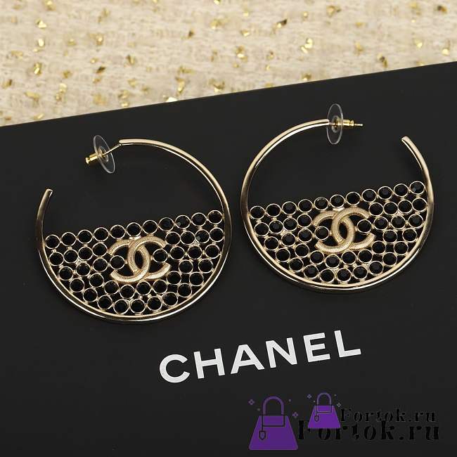 Fortok Chanel Half Circle Diamond Double C Earrings - 1