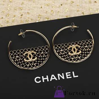 Fortok Chanel Half Circle Diamond Double C Earrings