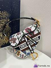 Fortok Dior Saddle Bag Embroidery Pattern White 25.5x6x20cm - 1