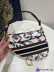 Fortok Dior Saddle Bag Embroidery Pattern White 25.5x6x20cm - 2