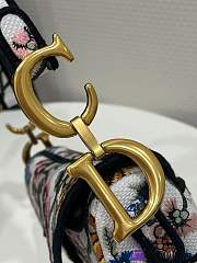 Fortok Dior Saddle Bag Embroidery Pattern White 25.5x6x20cm - 3