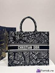 Fortok Dior Black Tote Bag Map Pattern 42x18x35cm  - 1