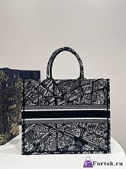 Fortok Dior Black Tote Bag Map Pattern 42x18x35cm  - 3