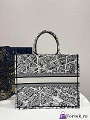Fortok Dior White Tote Bag Map Pattern 42x18x35cm - 3