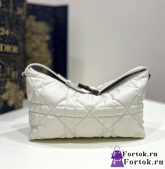 Fortok Dior Nomad Pouch White Macrocannage Calfskin 22x9x15cm - 1