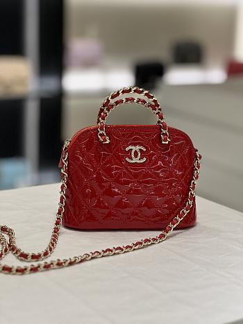 Fortok Chanel Clutch With Chain Patent Calfskin & Gold-Tone Metal Red