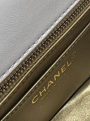 Fortok Chanel 23C Square Pearl Crush Enamel&Gold Lambskin Flap Bag White - 6