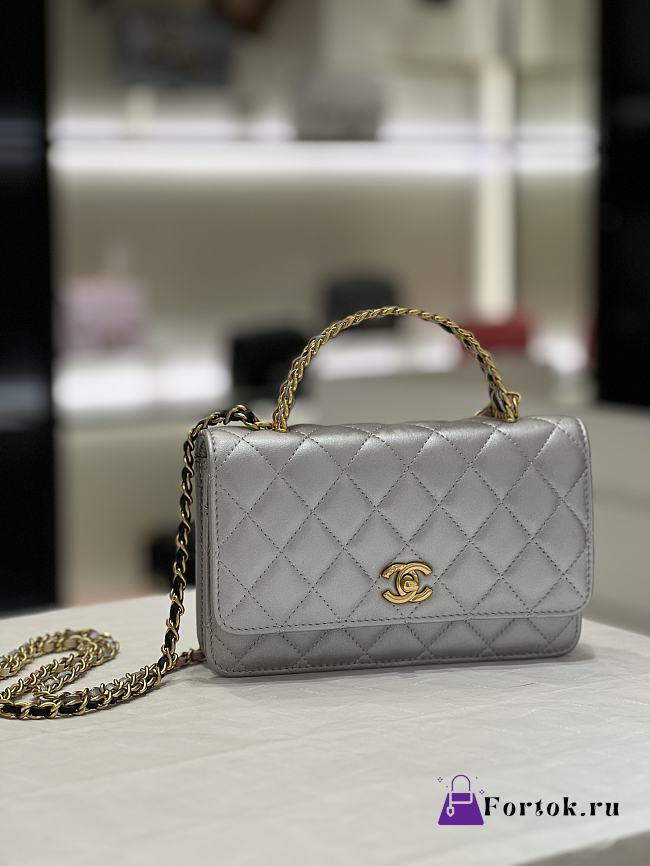Fortok Chanel Hollow Rainbow Handle Woc Bag Grey - 1