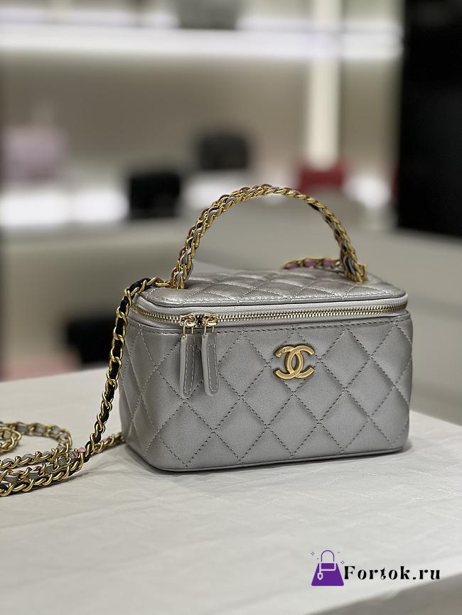 Fortok Chanel 23P Vanity Case Bag Grey 17cm - 1