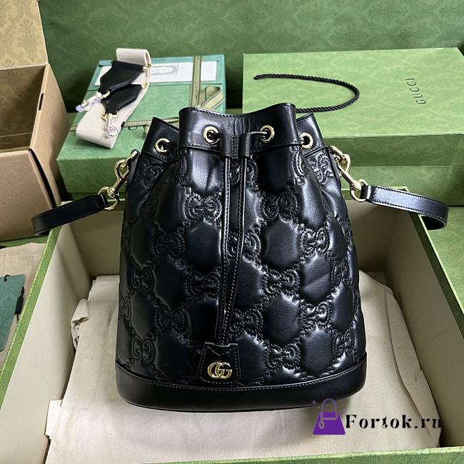 Fortok Gucci GG Matelassé Bucket Bag Black 25x27x12cm - 1