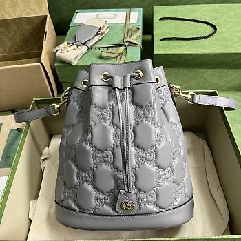 Fortok Gucci GG Matelassé Bucket Bag Grey 25x27x12cm