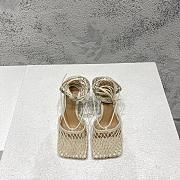 Fortok Bottega Veneta Mesh Nappa Stretch Ankle Tie Sandals Beige - 1