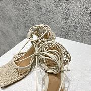 Fortok Bottega Veneta Mesh Nappa Stretch Ankle Tie Sandals Beige - 5