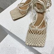 Fortok Bottega Veneta Mesh Nappa Stretch Ankle Tie Sandals Beige - 4