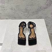 Fortok Bottega Veneta Mesh Nappa Stretch Ankle Tie Sandals Black - 1
