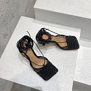 Fortok Bottega Veneta Mesh Nappa Stretch Ankle Tie Sandals Black - 6