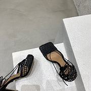 Fortok Bottega Veneta Mesh Nappa Stretch Ankle Tie Sandals Black - 5