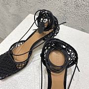 Fortok Bottega Veneta Mesh Nappa Stretch Ankle Tie Sandals Black - 4