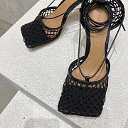 Fortok Bottega Veneta Mesh Nappa Stretch Ankle Tie Sandals Black - 2