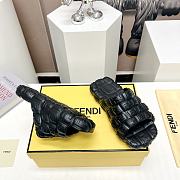 Fortok Fendi Logo Embossed Cloud Slides Black - 3