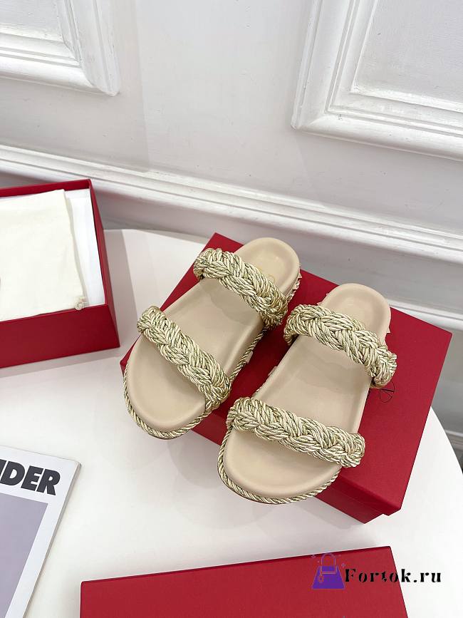 Fortok Valentino Espadrille Slides Beige - 1
