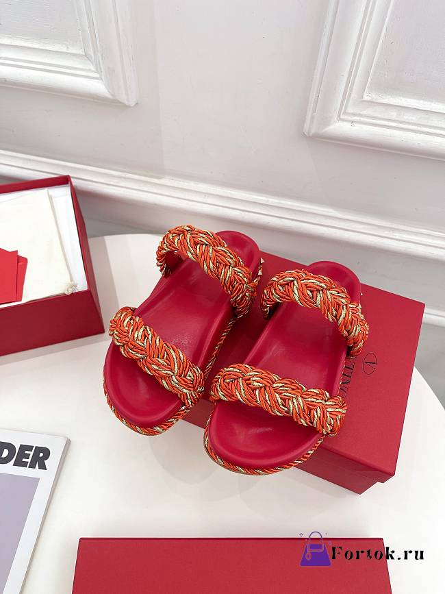 Fortok Valentino Espadrille Slides Red - 1