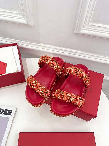 Fortok Valentino Espadrille Slides Red