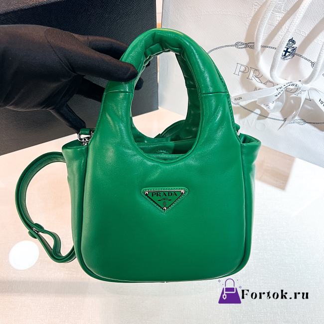 Fortok Prada Small Soft Padded Tote Bag Green 1BA359 - 1