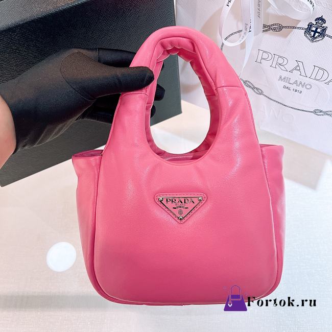 Fortok Prada Small Soft Padded Tote Bag Pink 1BA359 - 1