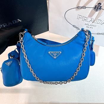 Fortok Prada Padded Nappa-leather Prada Re-Edition 2005 Shoulder Bag Blue