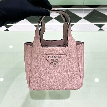 Fortok Prada Leather Mini Tote Bag Pink 15.5x18x10cm