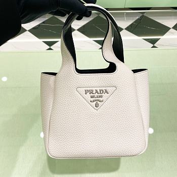 Fortok Prada Leather Mini Tote Bag White 15.5x18x10cm