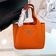 Fortok Prada Leather Mini Tote Bag Orange 15.5x18x10cm - 1