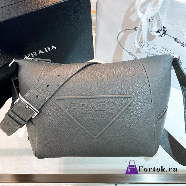 Fortok Prada Debossed-logo Detail Shoulder Bag Grey 26x23x11cm - 1