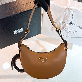 Fortok Prada Hobo Shoulder Bag Brown 22.5x18.5x6cm