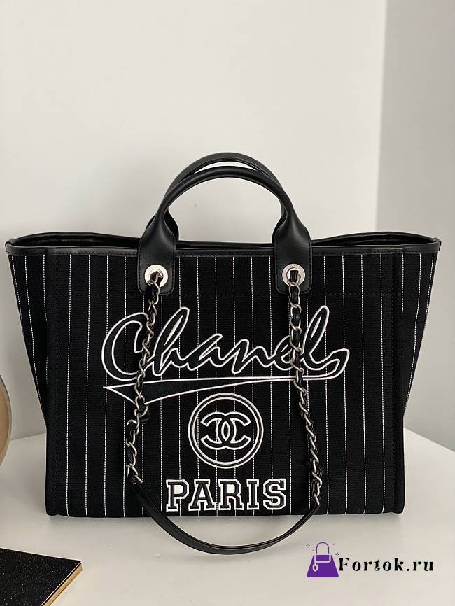 Fortok Chanel 23P Deauville Tote Bag Black 50x30x22cm - 1