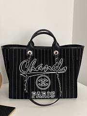 Fortok Chanel 23P Deauville Tote Bag Black 50x30x22cm - 1