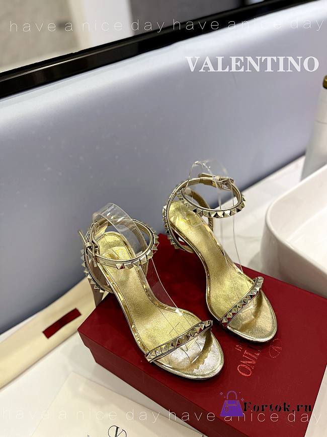 Fortok Valentino Ankle Strap Sandals Heels in Gold - 1