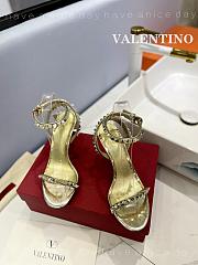 Fortok Valentino Ankle Strap Sandals Heels in Gold - 4
