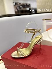 Fortok Valentino Ankle Strap Sandals Heels in Gold - 3