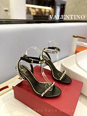 Fortok Valentino Ankle Strap Sandals Heels in Black - 4